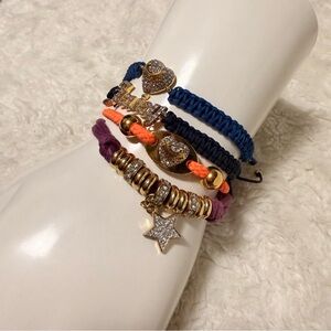 Juicy Couture Multicolor Bracelet Set of 4 with Heart and Star Charm